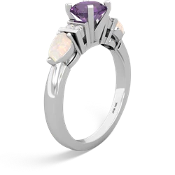 Amethyst 6Mm Round Eternal Embrace Engagement 14K White Gold ring R2005