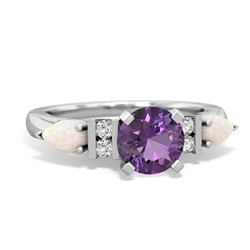 Amethyst 6Mm Round Eternal Embrace Engagement 14K White Gold ring R2005