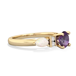 Amethyst 6Mm Round Eternal Embrace Engagement 14K Yellow Gold ring R2005