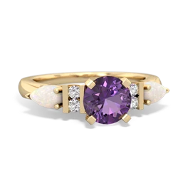 Amethyst 6Mm Round Eternal Embrace Engagement 14K Yellow Gold ring R2005