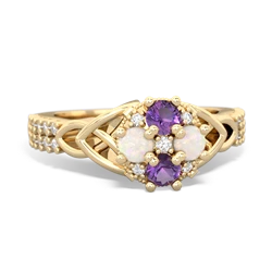 Amethyst Celtic Knot Cluster Engagement 14K Yellow Gold ring R26443RD