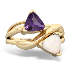 Amethyst Split Band Swirl 14K Yellow Gold ring R2341