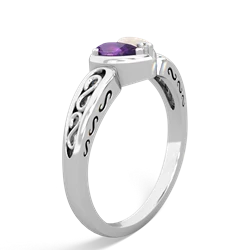 Amethyst Filligree 'One Heart' 14K White Gold ring R5070