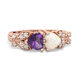 Amethyst Diamond Butterflies 14K Rose Gold ring R5601