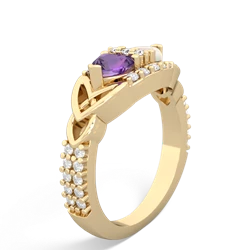 Amethyst Sparkling Celtic Knot 14K Yellow Gold ring R2645