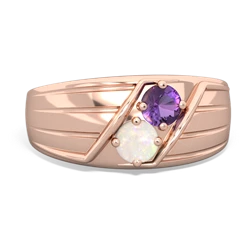 Amethyst Men's Streamline 14K Rose Gold ring R0460