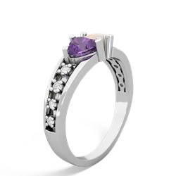 Amethyst Heart To Heart 14K White Gold ring R3342