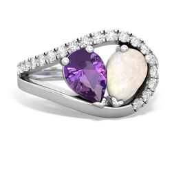 Amethyst Nestled Heart Keepsake 14K White Gold ring R5650