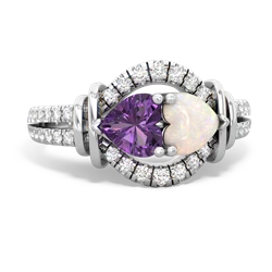 Amethyst Art-Deco Keepsake 14K White Gold ring R5630