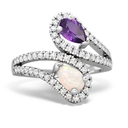 Amethyst Diamond Dazzler 14K White Gold ring R3000