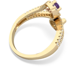 Amethyst Diamond Dazzler 14K Yellow Gold ring R3000