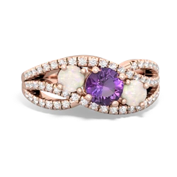 Amethyst Three Stone Aurora 14K Rose Gold ring R3080