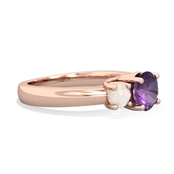 Amethyst Three Stone Round Trellis 14K Rose Gold ring R4018