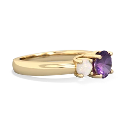 Amethyst Three Stone Round Trellis 14K Yellow Gold ring R4018