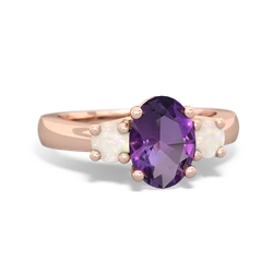 Amethyst Three Stone Oval Trellis 14K Rose Gold ring R4024