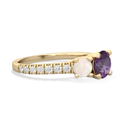 Amethyst Pave Trellis 14K Yellow Gold ring R5500