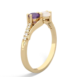 Amethyst Infinity Pave Two Stone 14K Yellow Gold ring R5285