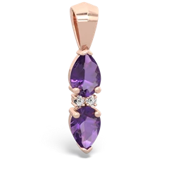 Amethyst Bowtie Drop 14K Rose Gold pendant P0865