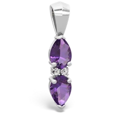 Amethyst Bowtie Drop 14K White Gold pendant P0865