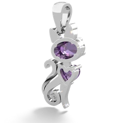 Amethyst Kitten 14K White Gold pendant P5780