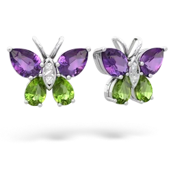 Amethyst Butterfly 14K White Gold earrings E2215