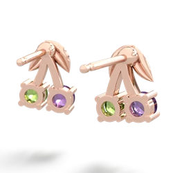 Amethyst Sweet Cherries 14K Rose Gold earrings E7001