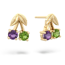 Amethyst Sweet Cherries 14K Yellow Gold earrings E7001