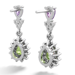 Amethyst Halo Pear Dangle 14K White Gold earrings E1882