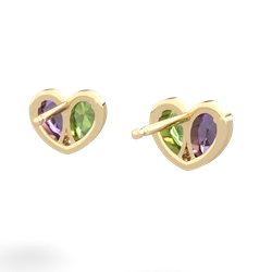 Amethyst 'Our Heart' 14K Yellow Gold earrings E5072