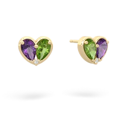 Amethyst 'Our Heart' 14K Yellow Gold earrings E5072