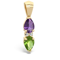 Amethyst Bowtie Drop 14K Yellow Gold pendant P0865