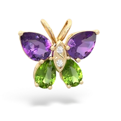 Amethyst Butterfly 14K Yellow Gold pendant P2215