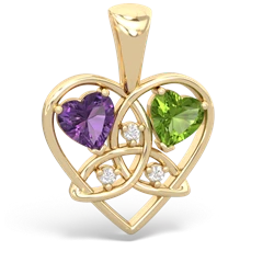 Amethyst Celtic Trinity Heart 14K Yellow Gold pendant P5331