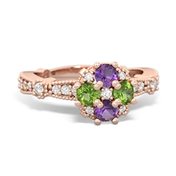 Amethyst Sparkling Tiara Cluster 14K Rose Gold ring R26293RD