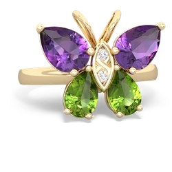 Amethyst Butterfly 14K Yellow Gold ring R2215