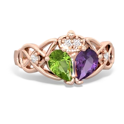 Amethyst 'One Heart' Celtic Knot Claddagh 14K Rose Gold ring R5322