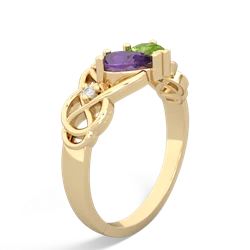 Amethyst 'One Heart' Celtic Knot Claddagh 14K Yellow Gold ring R5322