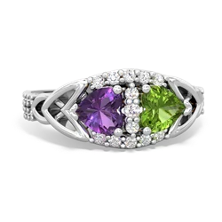 Amethyst Sparkling Celtic Knot 14K White Gold ring R2645