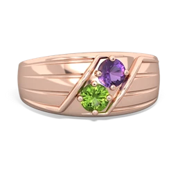 Amethyst Men's Streamline 14K Rose Gold ring R0460