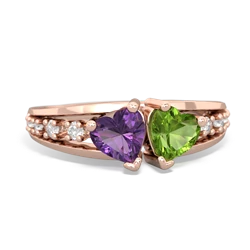 Amethyst Heart To Heart 14K Rose Gold ring R3342