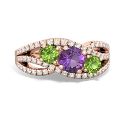 Amethyst Three Stone Aurora 14K Rose Gold ring R3080