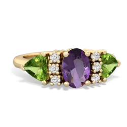 Amethyst Antique Style Three Stone 14K Yellow Gold ring R2186