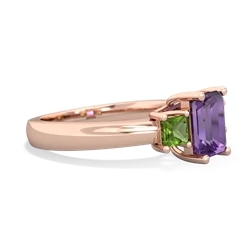 Amethyst Three Stone Emerald-Cut Trellis 14K Rose Gold ring R4021