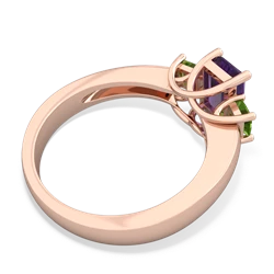 Amethyst Three Stone Emerald-Cut Trellis 14K Rose Gold ring R4021