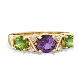 Amethyst Hugs And Kisses 14K Yellow Gold ring R5016