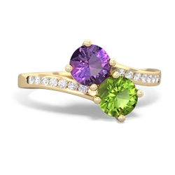 Amethyst Channel Set Two Stone 14K Yellow Gold ring R5303