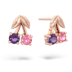 Amethyst Sweet Cherries 14K Rose Gold earrings E7001