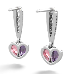 Amethyst Filligree Heart 14K White Gold earrings E5070