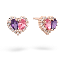 Amethyst Halo 14K Rose Gold earrings E7008