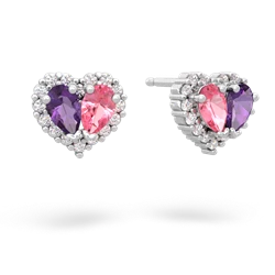 Amethyst Halo 14K White Gold earrings E7008